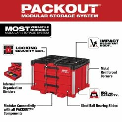Brand new 🛒 Milwaukee PACKOUT 22 in. 3-Drawer and 2-Drawer 🛒 -Deals Tool Storage Store red milwaukee modular tool storage systems 48 22 8443 8442 c3 1000
