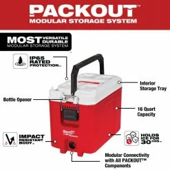 Coupon 💯 Milwaukee PACKOUT 10 in. Red 16 qt. Compact Cooler 👏 -Deals Tool Storage Store red milwaukee modular tool storage systems 48 22 8460 e1 1000