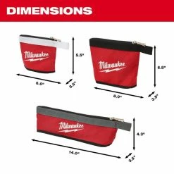 Promo ⭐ Milwaukee 14 in., 8 in. and 6 in. Multi-Size Zipper Tool Bags in Red (3-Pack) ⭐ -Deals Tool Storage Store red milwaukee tool bags 48 22 8183 a0 1000