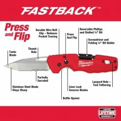 New ✔️ Milwaukee 10 in. Jobsite Tool 🎒 Backpack with Fastback 5-in-1 Folding Knife with 3 in. Blade (2-Piece) 😀 -Deals Tool Storage Store red milwaukee tool bags 48 22 8200 48 22 1540 40 1000