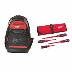Top 10 👏 Milwaukee 10 in. Jobsite 🎒 Backpack with 1000-Volt Insulated Screwdriver Set and Pouch (4-Piece) 🔥
