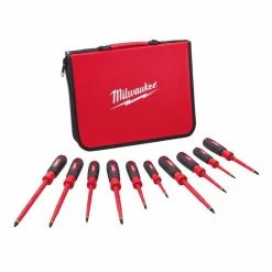 Budget 🥰 Milwaukee Electrician's Work Belt and 1000-Volt Insulated Screwdriver Set (10-Piece) 😀 -Deals Tool Storage Store red milwaukee tool belts 48 22 8110 48 22 2210 e1 1000