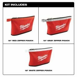 Brand new ✨ Milwaukee 12 in. Zipper Tool Bag in Multi-Color (3-Pack) ✔️ -Deals Tool Storage Store red milwaukee tool belts 48 22 8193 40 1000