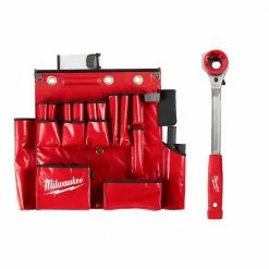 Deals Tool Storage Store 42 Coupon ๐ Milwaukee Lineman's Aerial Tool Apron with Lineman's High Leverage Ratcheting ๐ง Wrench with Smooth Strike Face (2-Piece) ๐