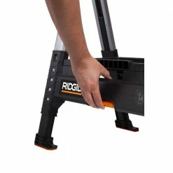 New 🥰 RIDGID 32 in. Polypropylene Folding Sawhorse with Adjustable Metal Legs 👍 -Deals Tool Storage Store ridgid saw horses 230710 1f 1000