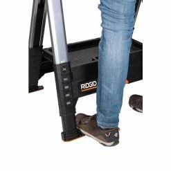 New 🥰 RIDGID 32 in. Polypropylene Folding Sawhorse with Adjustable Metal Legs 👍 -Deals Tool Storage Store ridgid saw horses 230710 fa 1000