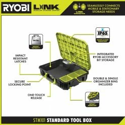 Flash Sale 🎉 RYOBI LINK Standard Tool Box 🌟 -Deals Tool Storage Store ryobi green ryobi modular tool storage systems stm101 40 1000