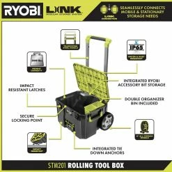 Flash Sale 🌟 RYOBI LINK Rolling Tool Box with LINK Medium Tool Box and LINK Standard Tool Box 😀 -Deals Tool Storage Store ryobi green ryobi modular tool storage systems stm201 stm102 stm101 40 1000