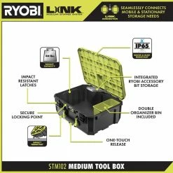 Flash Sale 🌟 RYOBI LINK Rolling Tool Box with LINK Medium Tool Box and LINK Standard Tool Box 😀 -Deals Tool Storage Store ryobi green ryobi modular tool storage systems stm201 stm102 stm101 a0 1000