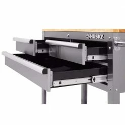 Promo 🎁 Husky 36 in. 3-Drawer with Solid Wood Top, Stainless Steel Utility Cart ❤️ -Deals Tool Storage Store stainless steel tool carts houc3603bjx1 4f 1000