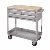 Promo 🎁 Husky 36 in. 3-Drawer with Solid Wood Top, Stainless Steel Utility Cart ❤️ -Deals Tool Storage Store stainless steel tool carts houc3603bjx1 64 1000