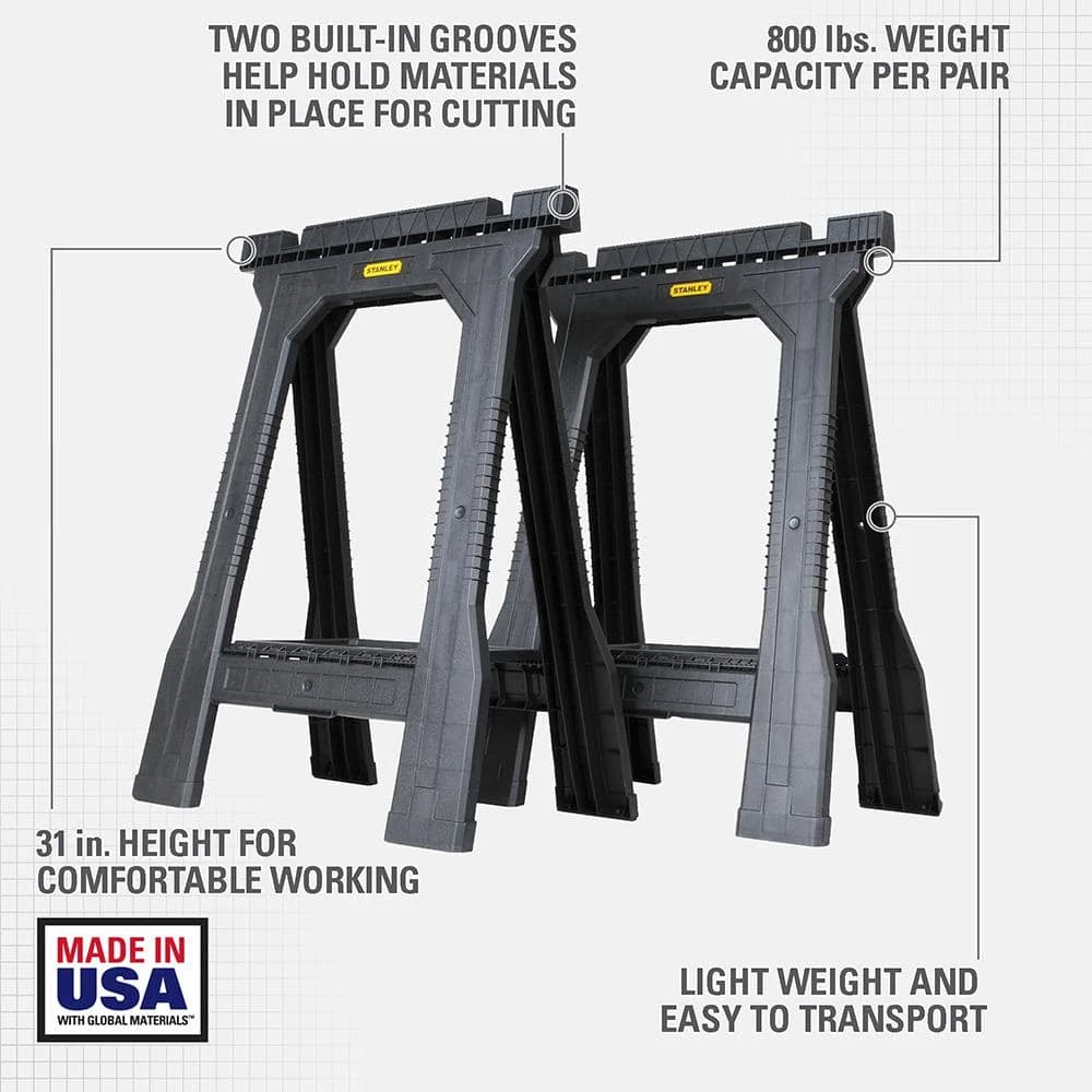 Outlet 😉 Stanley 22 in. Folding Sawhorse (2-Pack) 😍 4 Outlet 😉 Stanley 22 in. Folding Sawhorse (2-Pack) 😍 - Image 2