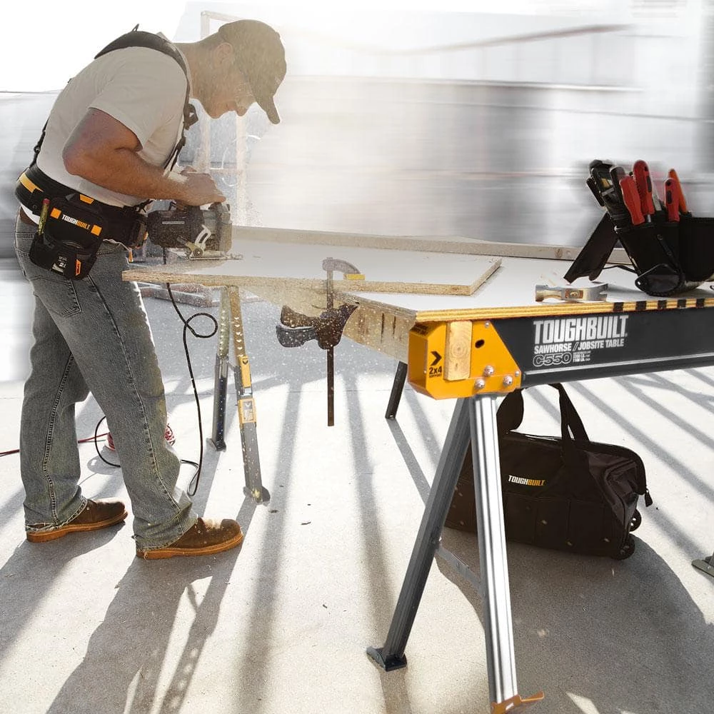New ๐ TOUGHBUILT 42.4"W x 28.8"H C550 Powder-Coat Steel Sawhorse and Jobsite Table with 1100 lb capacity ๐ 5 New ๐ TOUGHBUILT 42.4"W x 28.8"H C550 Powder-Coat Steel Sawhorse and Jobsite Table with 1100 lb capacity ๐ - Image 3
